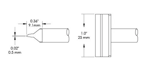 Metcal CCV-BL250 Blade Solder Rework Tip, 25 x 9.1mm