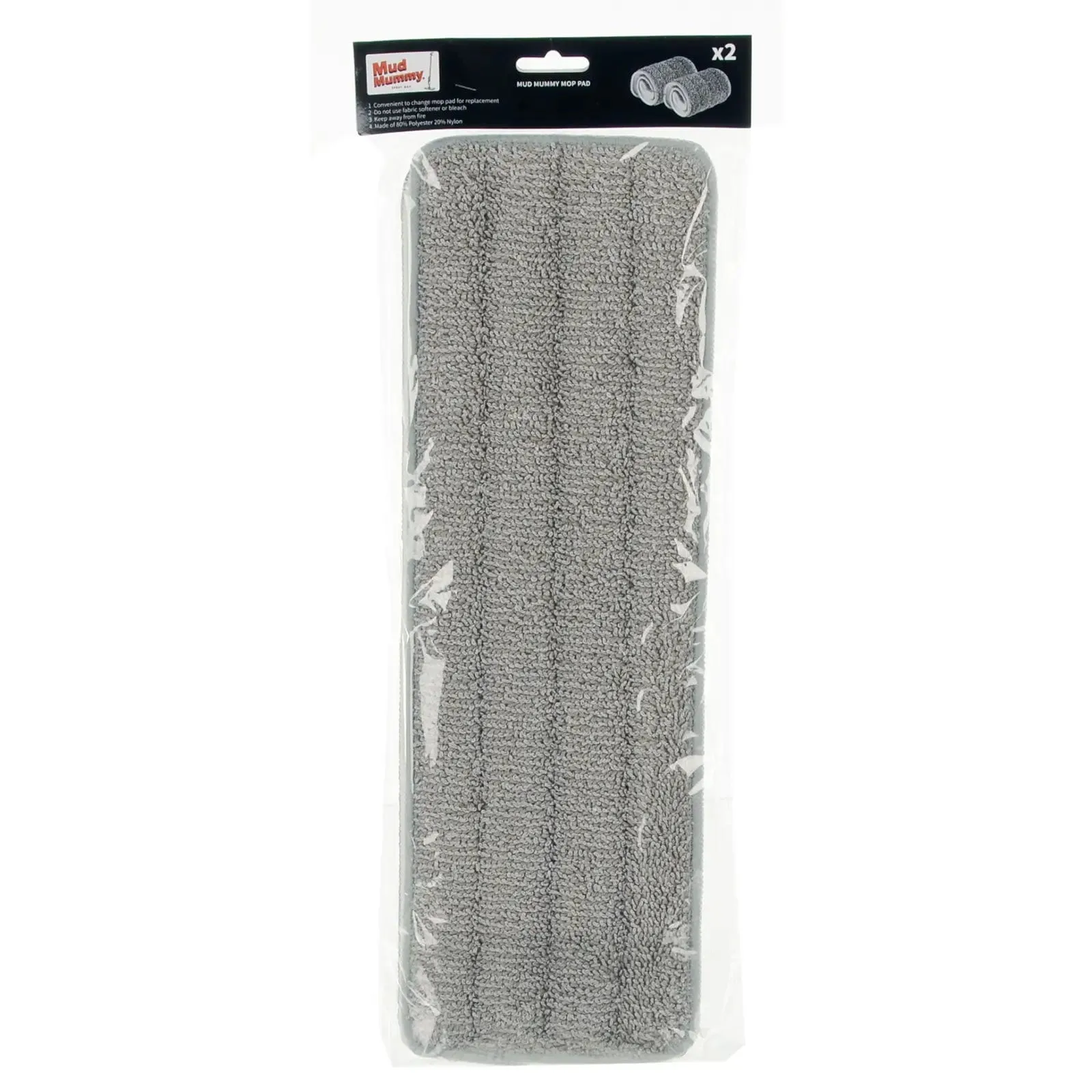 Mud Mummy 2 Replacement Washable Pads For Spray Mop Grey