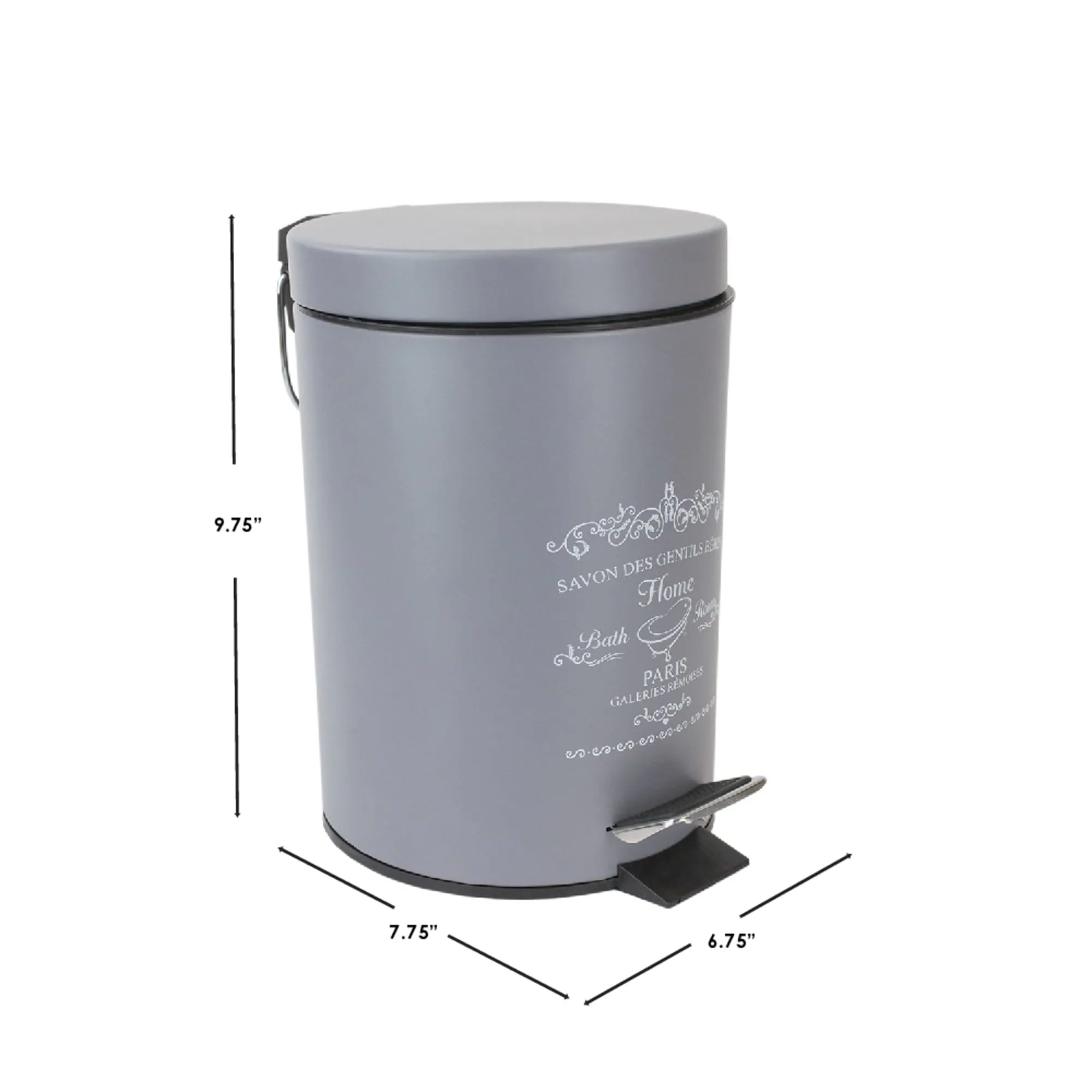 Paris 3 Liter Waste Bin, Grey