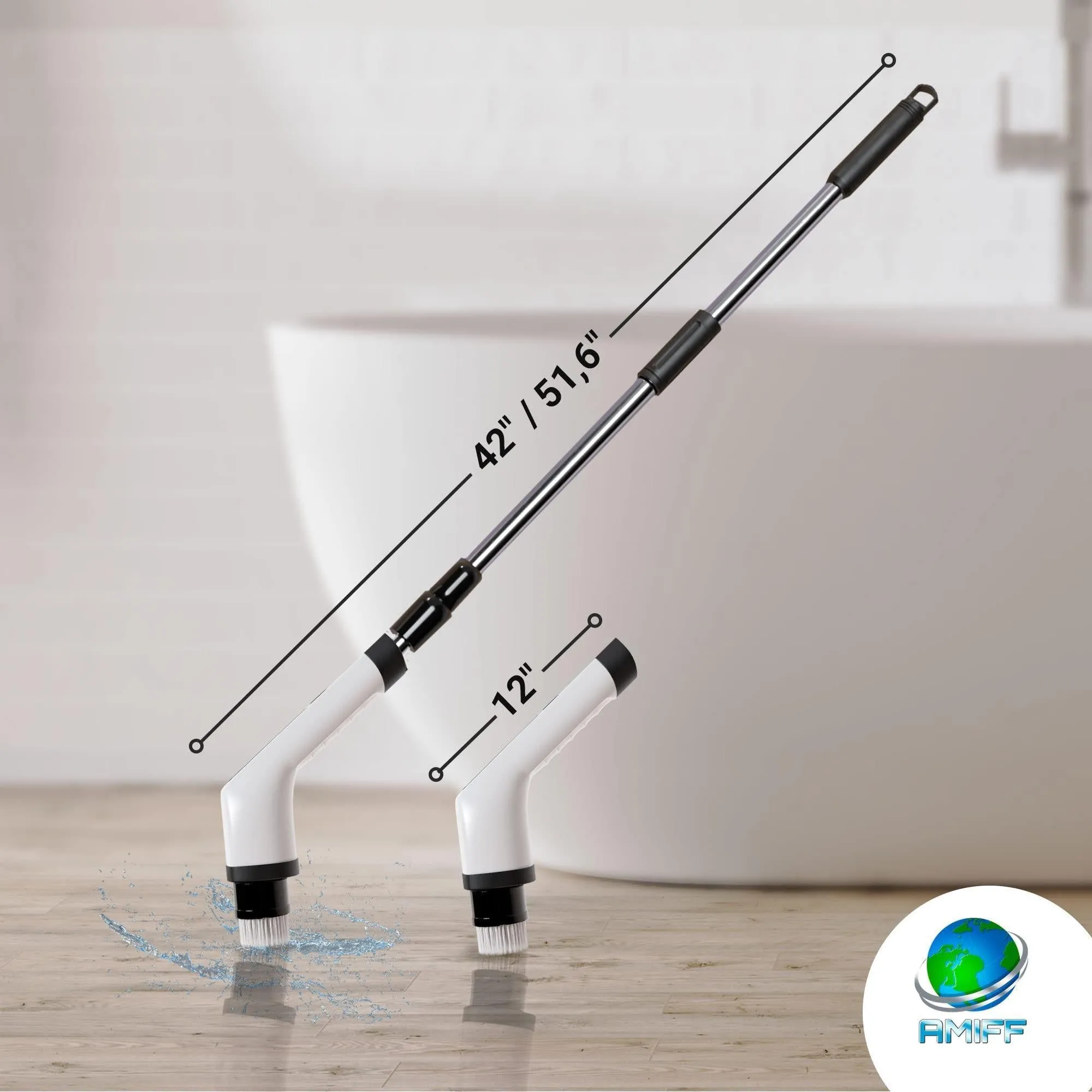 Portable Electric Spin Scrubber for Cleaning Bathroom Kitchen Car White 7 in 1