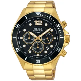 Pulsar Sports Chronograph Gold Stainless Steel Men's Watch -  PT3720X