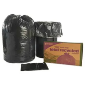 RECYCLED TRASH CAN LINERS, 38 X 60, BLACK-BROWN, BOX OF 100