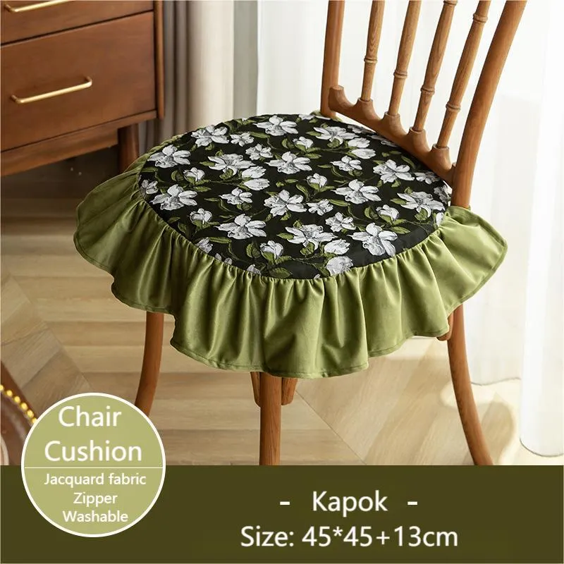 Removable And Washable Ruffled Chair Cushion New American Style Dining Chair Cushion