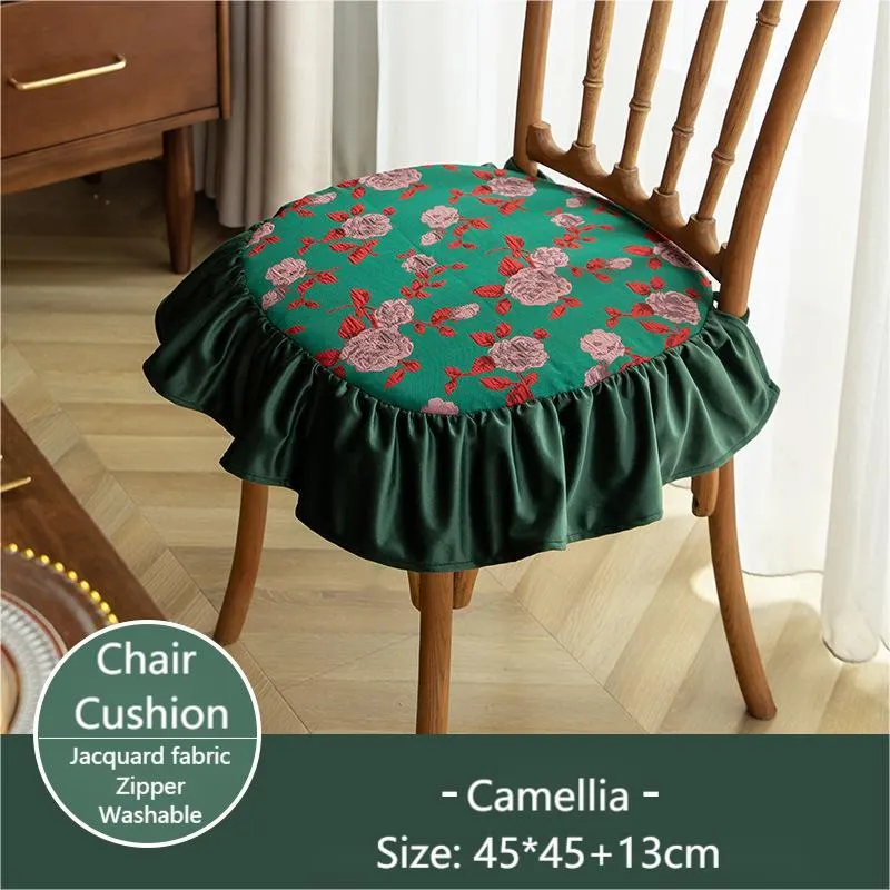 Removable And Washable Ruffled Chair Cushion New American Style Dining Chair Cushion