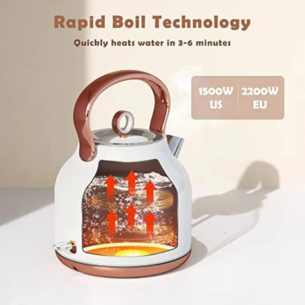 Retro Stainless Steel Tea Kettle with Large Temperature Gauge