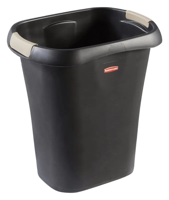 Rubbermaid 1835855 Open Trash Can, 3 gal Capacity, Plastic, Black