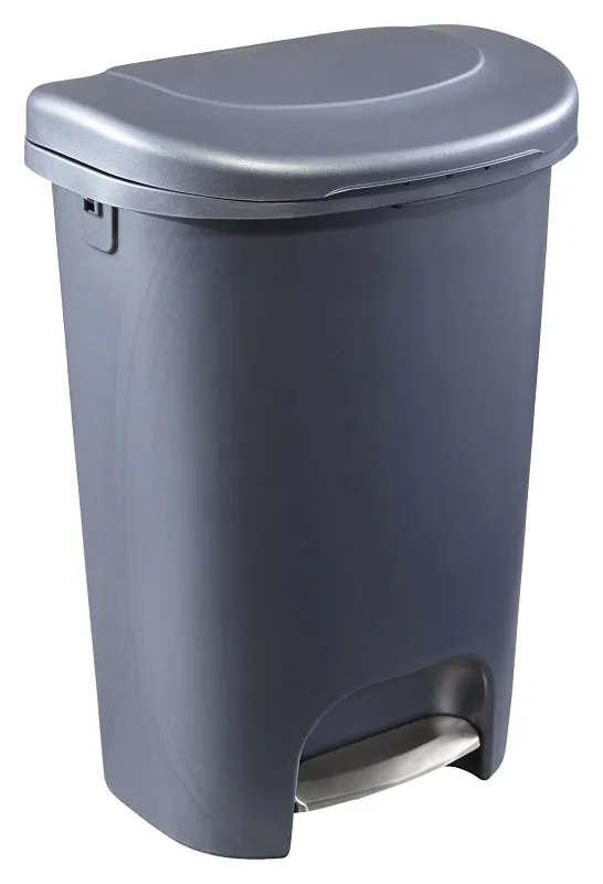 Rubbermaid 2104625 Step-On Trash Can, 13 gal Capacity, Resin, Gray :EA: QUANTITY: 4