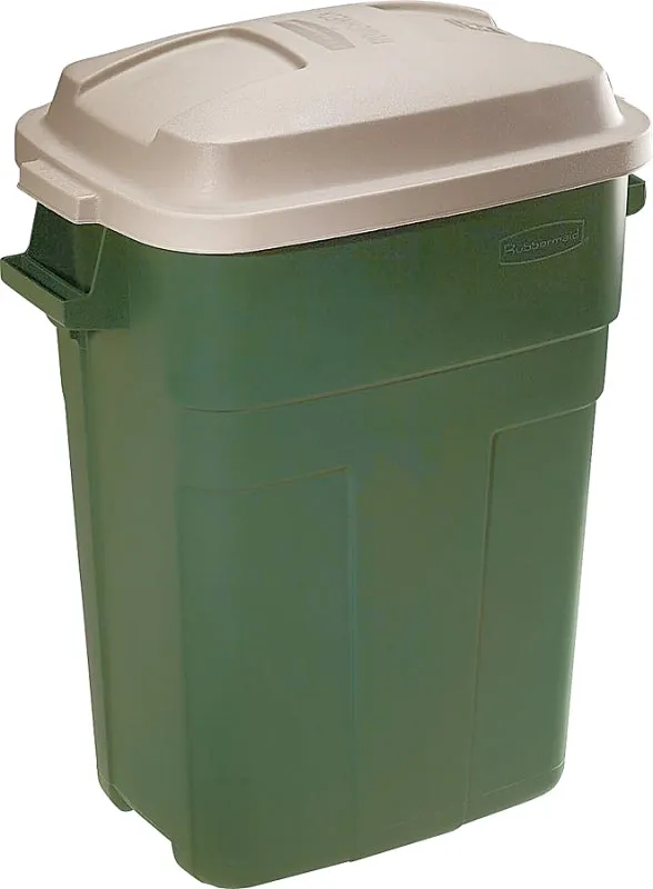 Rubbermaid 297900EGRN Trash Can, 30 gal Capacity, Plastic, Evergreen, Snap-Fit Lid Closure :EA: QUANTITY: 6