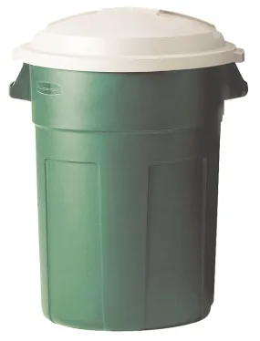 Rubbermaid FG289487EGRN Round Trash Can, 32 gal Capacity, Plastic, Evergreen, Snap-Lock Lid Closure :EA: QUANTITY: 8