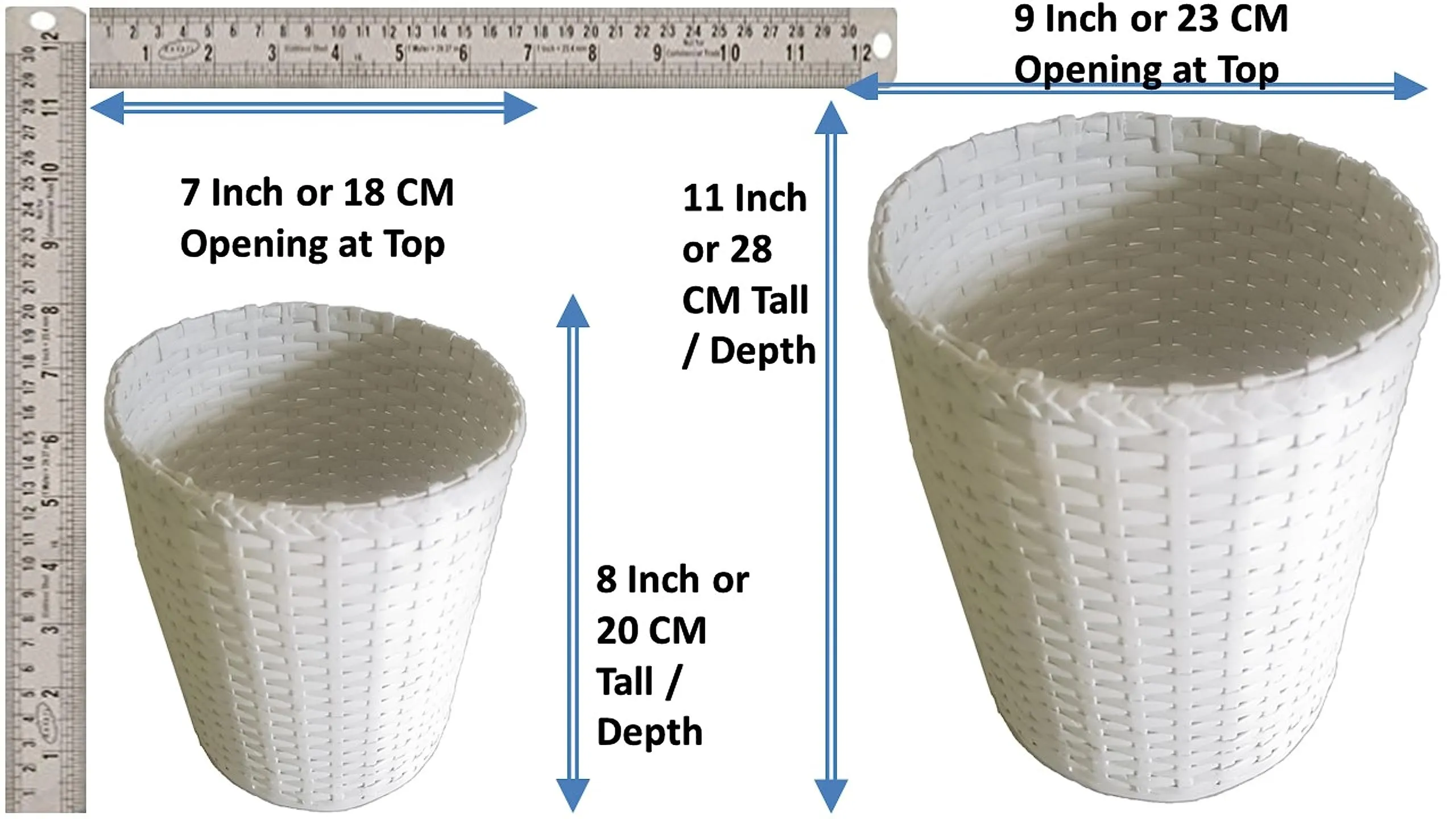 Sonas Creation Paperus, Standard Size 11 inch TALL, 10 Liter, White Waste Paper Basket, Open-top Dustbin, Trashcan, Storage Basket, Indoor Planter, Eco-friendly, Handmade, of Paper Ropes