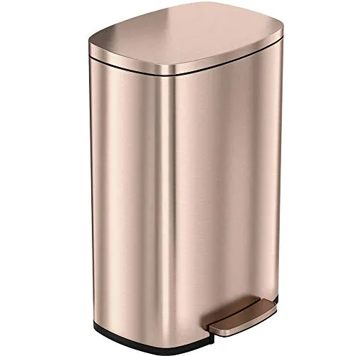 Stainless Steel Step Trash Can with Odor Control | Silent & Gentle Lid Closure | Pedal-Operated Garbage Bin for Kitchen, Office, Home