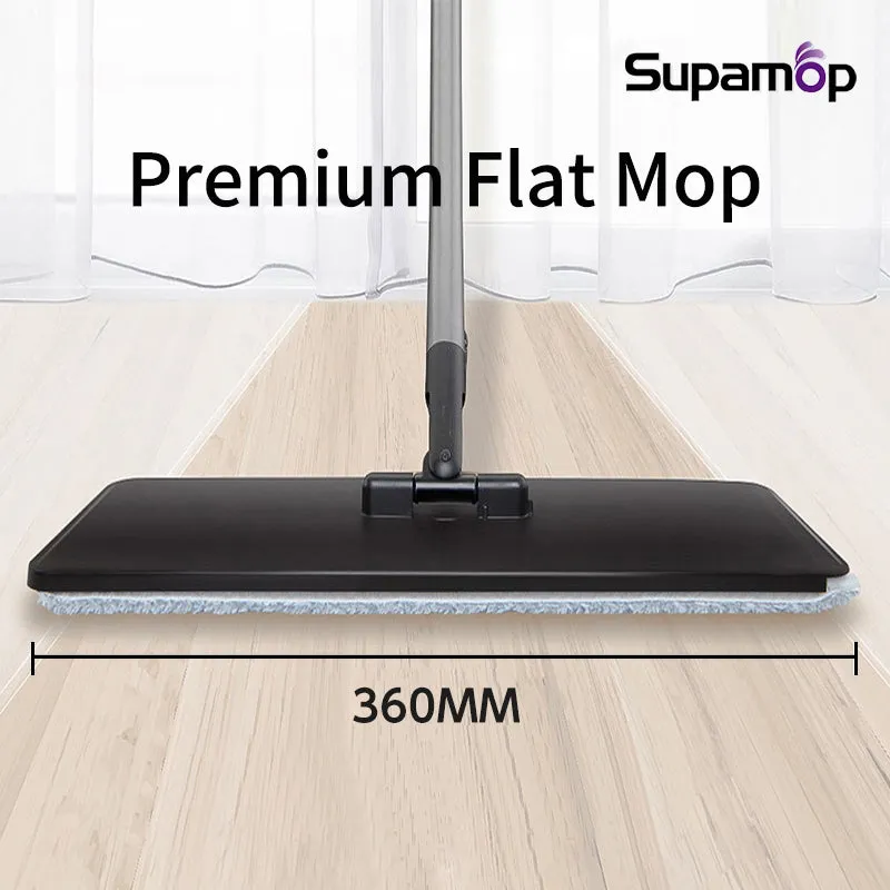 Supamop Premium Super Flat Mop Narrow Cleaning Wiper Telescopic Mop Stick 36cm Supersize Mop Pad