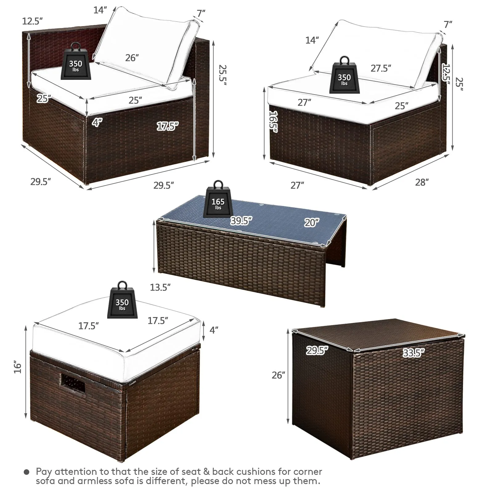 Tangkula 8-Piece Patio Wicker Furniture Set, Patiojoy Outdoor PE Rattan Conversation Set with Storage Box