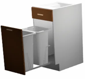 Trash Can Pull Out Base Modern Euro Slab Cabinet 18"