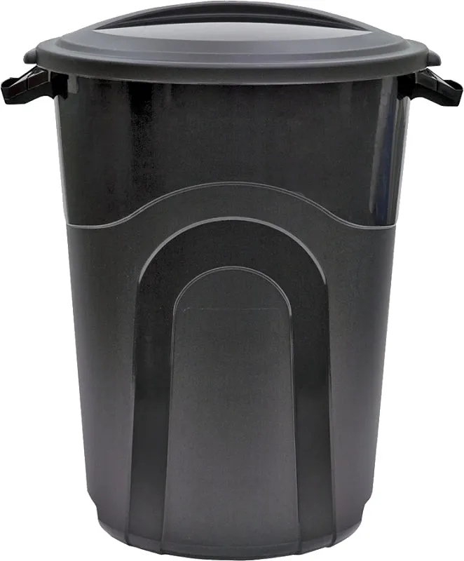 United Solutions TI0019 Trash Can, 32 gal Capacity, Plastic, Black, Snap-On Lid Closure :EA: QUANTITY: 6