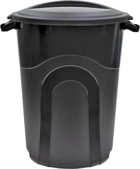 United Solutions TI0019 Trash Can, 32 gal Capacity, Plastic, Black, Snap-On Lid Closure :EA: QUANTITY: 6