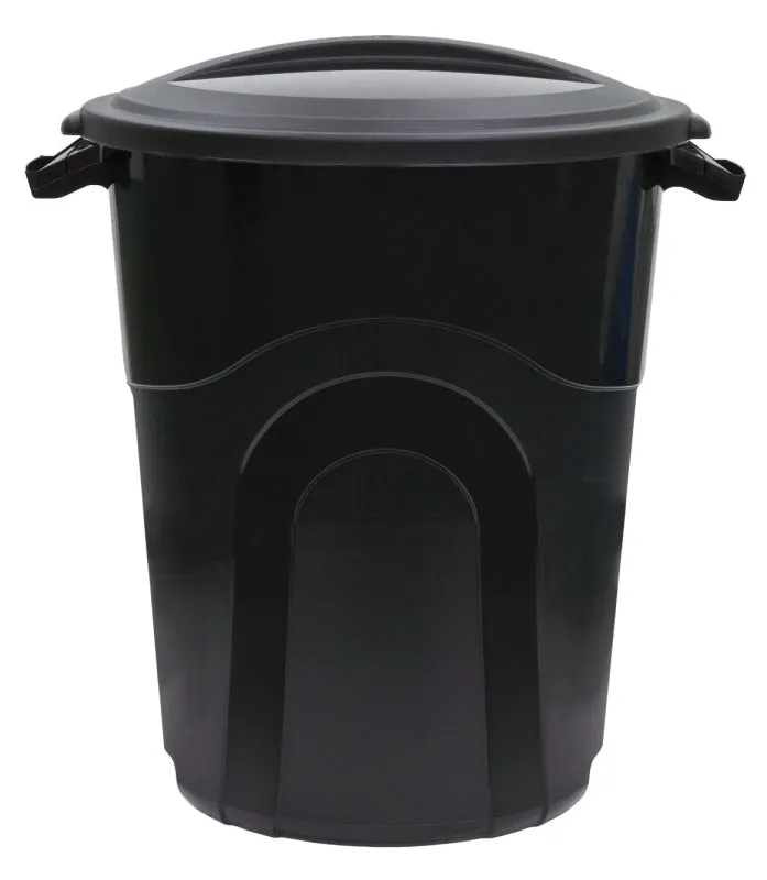 United Solutions TI0040 Trash Can, 20 gal Capacity, Plastic, Black, Snap-On Lid Closure :EA: QUANTITY: 6