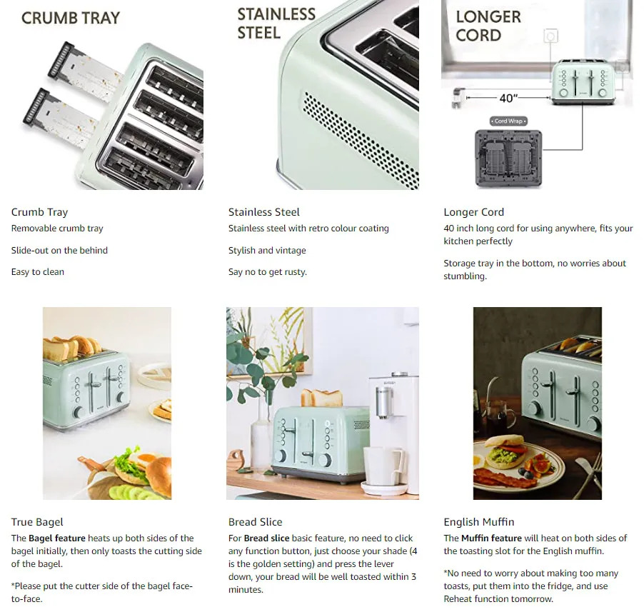 Vintage Style 4-Slot Toaster
