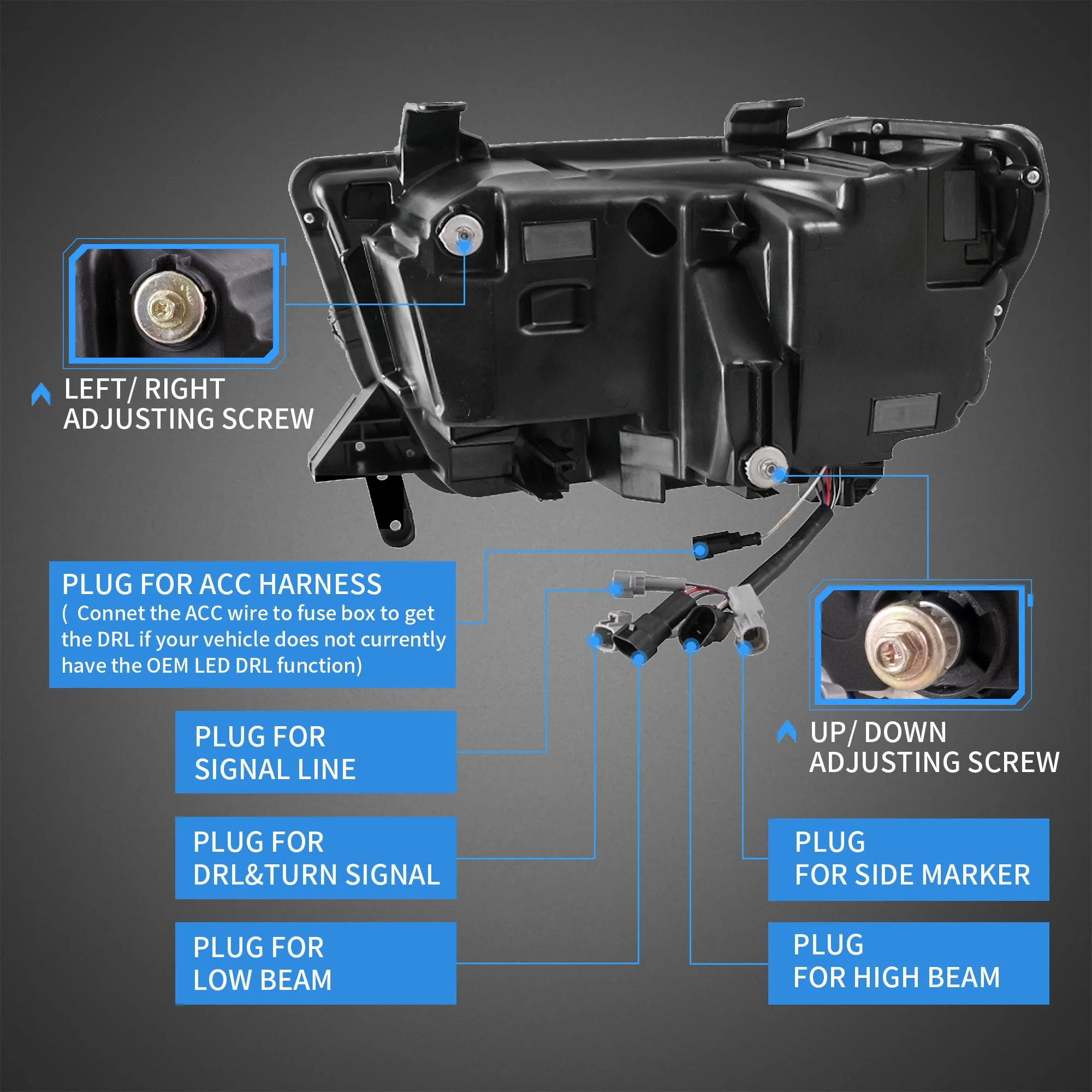 VLAND LED Projector Headlights For Toyota Tundra 2007-2013 & Toyota Sequoia 2008-2020 Front Lights [SAE./DOT.]