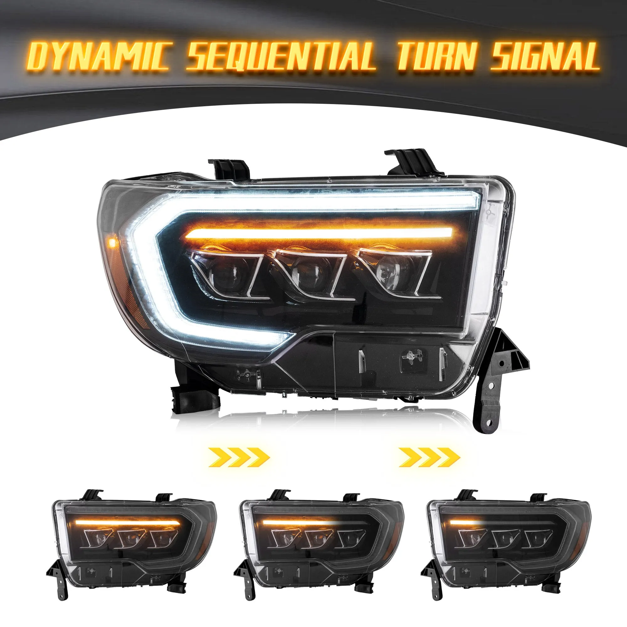 VLAND LED Projector Headlights For Toyota Tundra 2007-2013 & Toyota Sequoia 2008-2020 Front Lights [SAE./DOT.]