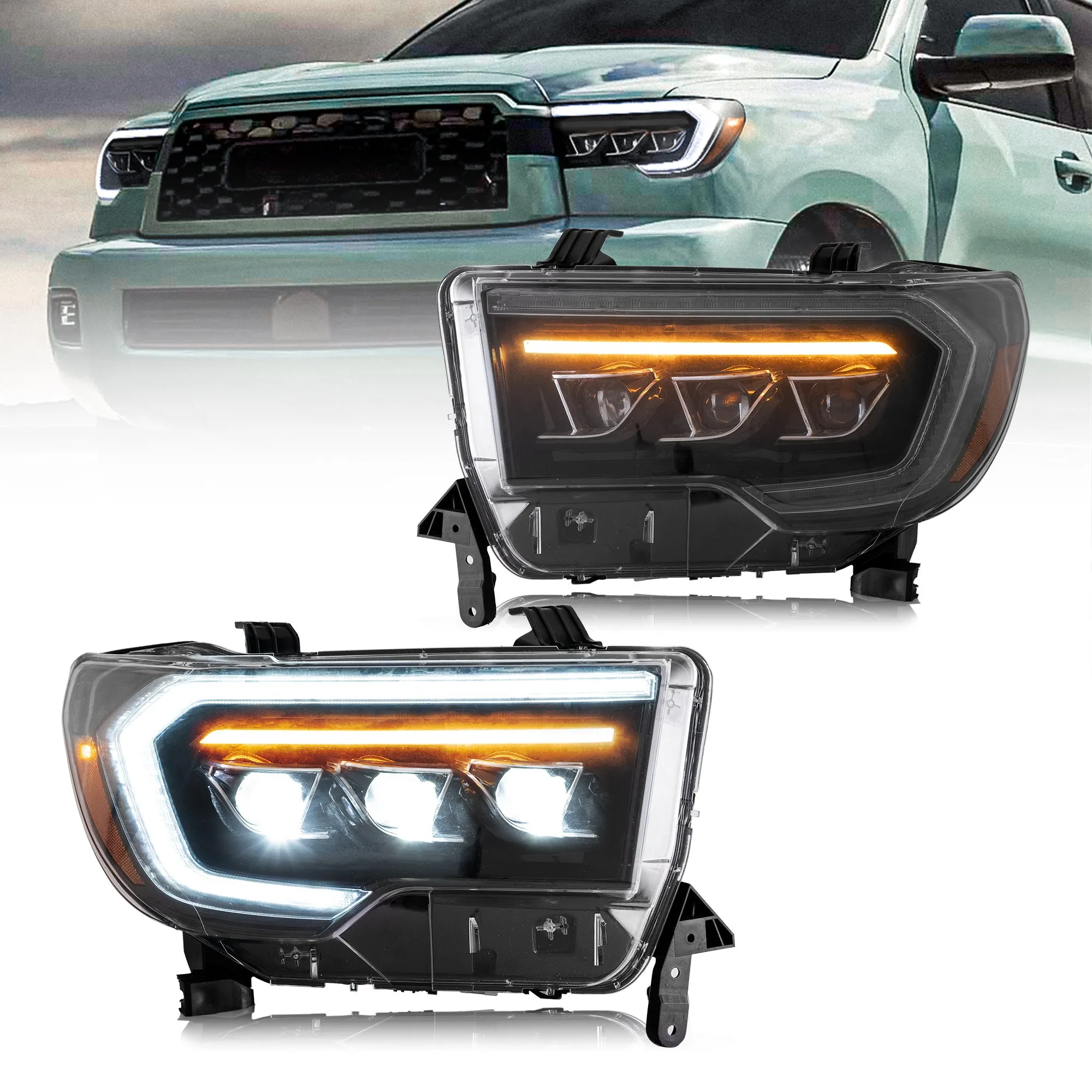 VLAND LED Projector Headlights For Toyota Tundra 2007-2013 & Toyota Sequoia 2008-2020 Front Lights [SAE./DOT.]