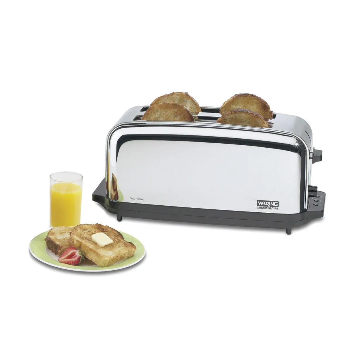 Waring WCT704 Chrome 4-Slice Long Slot Artisanal Commercial Toaster, 120V