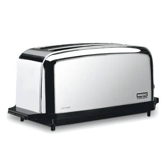 Waring WCT704 Chrome 4-Slice Long Slot Artisanal Commercial Toaster, 120V