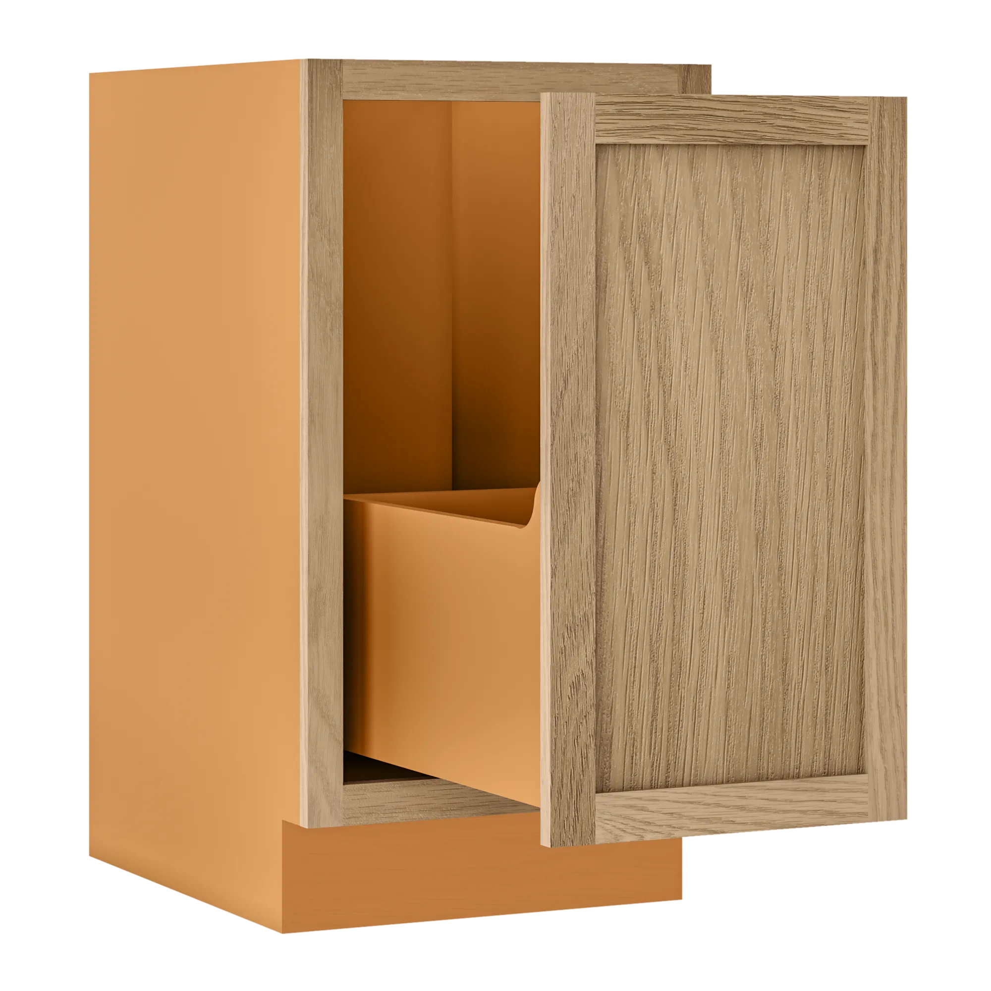 White Oak Inset Shaker Trash Can Pullout Base Cabinet 18" - Special Order