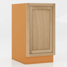 White Oak Inset Shaker Trash Can Pullout Base Cabinet 18" - Special Order
