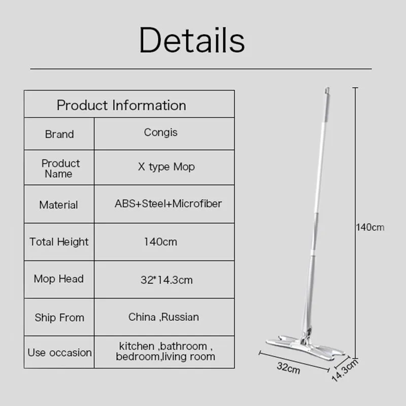 X-type 360° Degree Microfiber Floor Mop