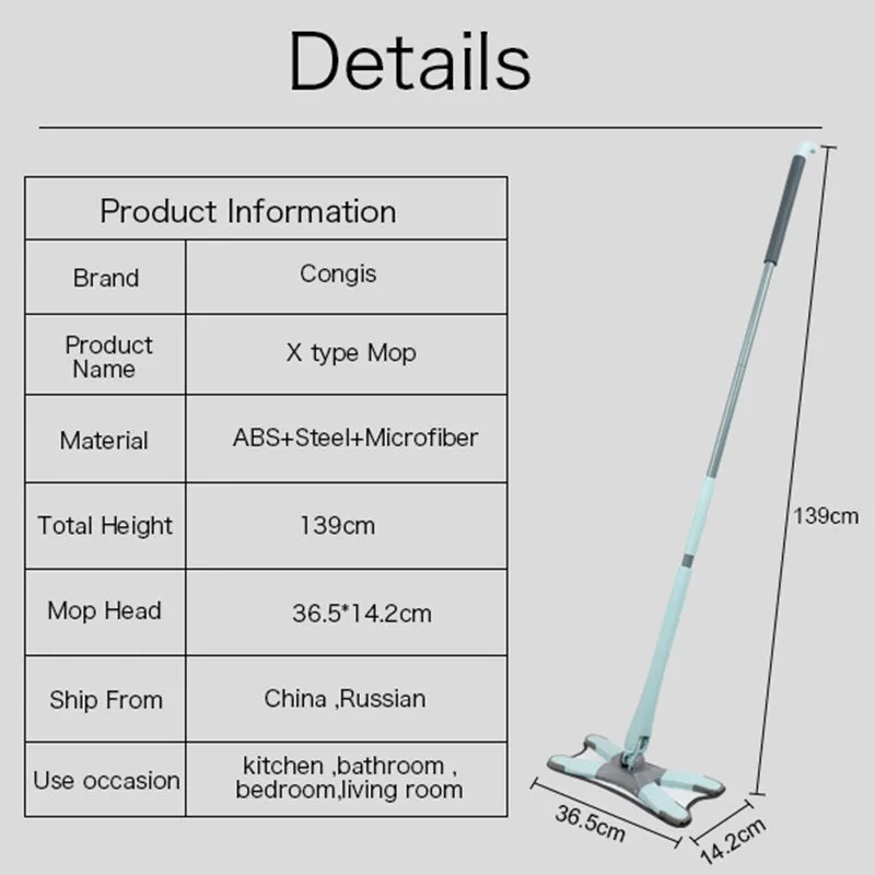 X-type 360° Degree Microfiber Floor Mop